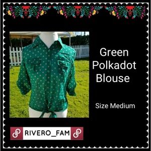 MINE | GREEN POLKADOT BLOUSE | SIZE MEDIUM